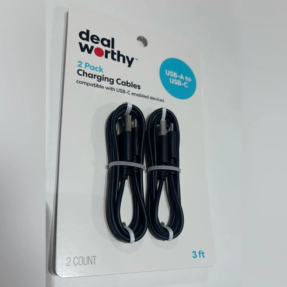USB C 3” USB-A to USB-C 2pk Cable - dealworthy Black This pack contains 2